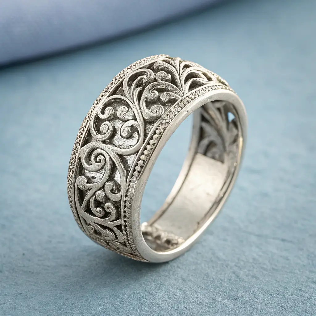 Anillo de plata con grabado artesanal