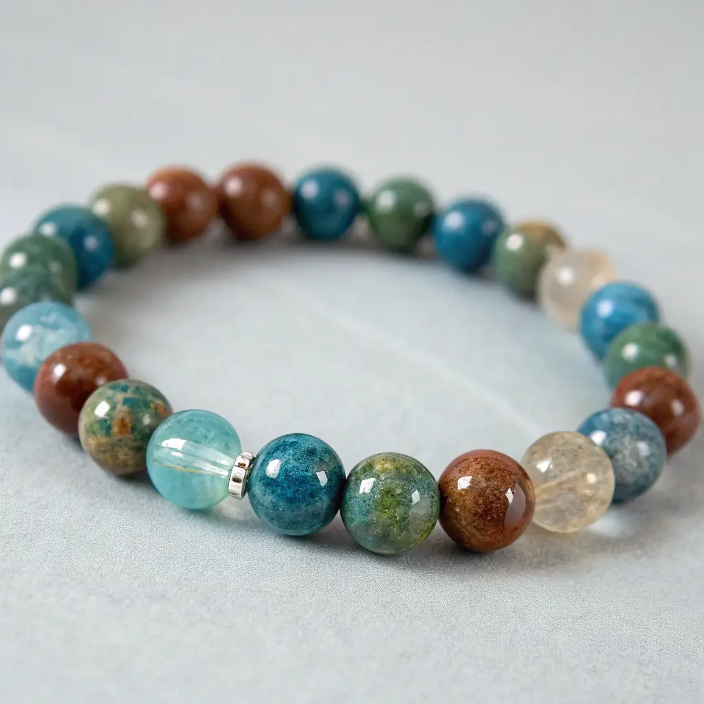 Pulsera de cuentas de madera y piedra